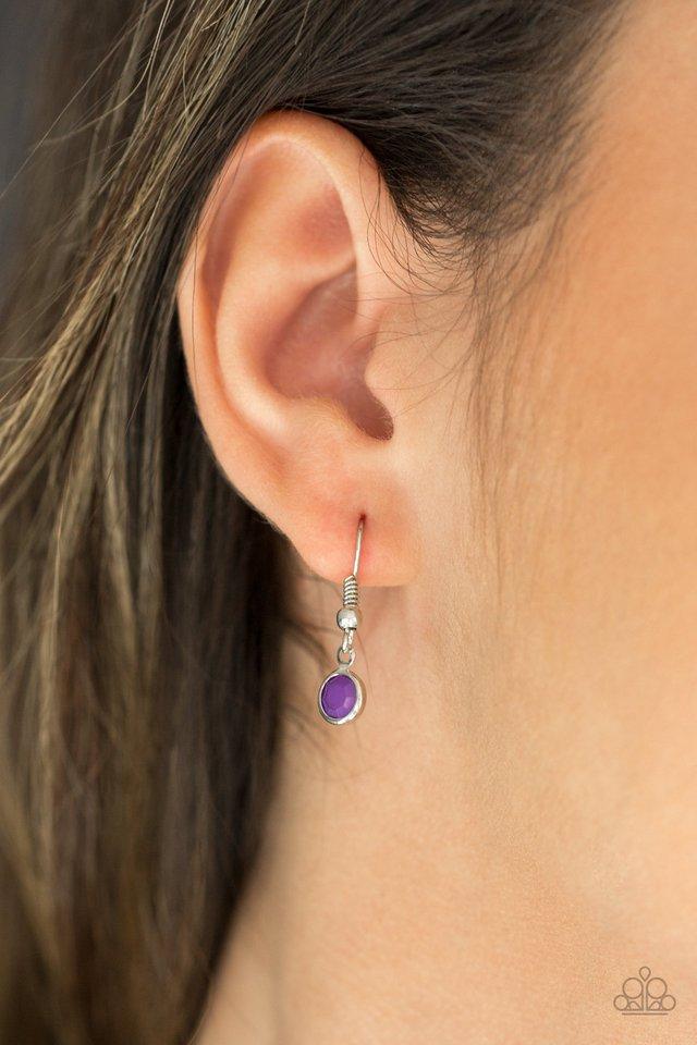Lunar Lotus - Purple Beads/Silver Floral Frame/Silver Crescent Frame Paparazzi Necklace & matching earrings