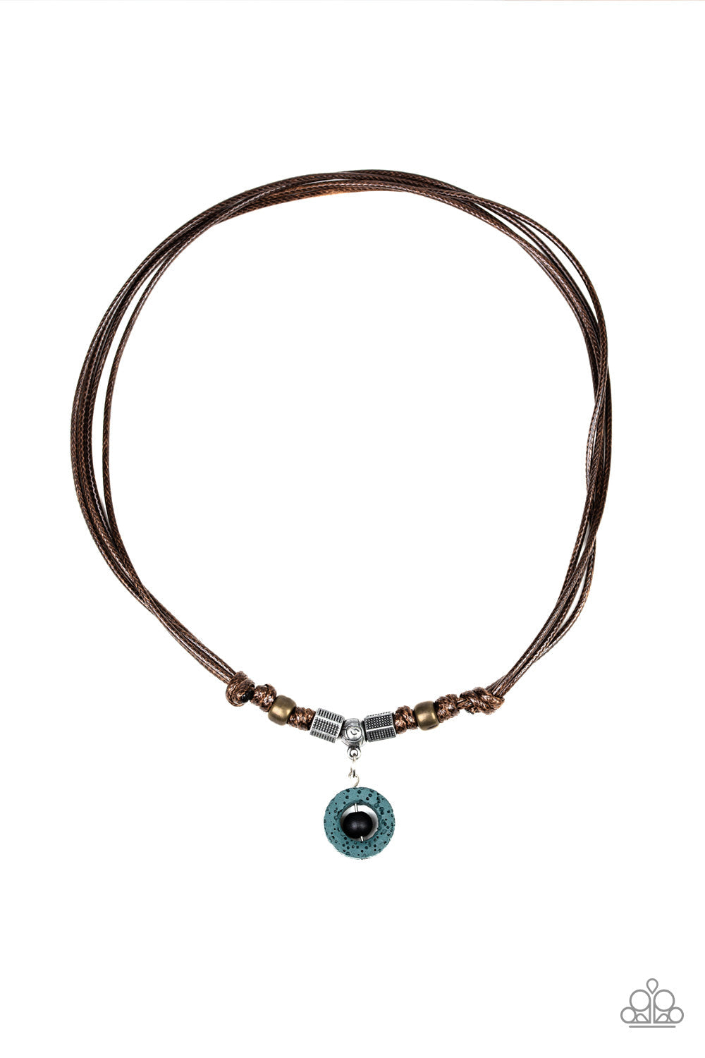 Tiki Thunder - Green Lava Rock/Brass & silver Accent Urban Necklace