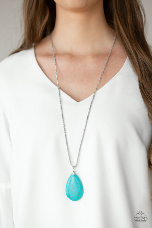 Sedona Sandstone - Blue/Turquoise Stone Teardrop Pendant Necklace & matching earrings