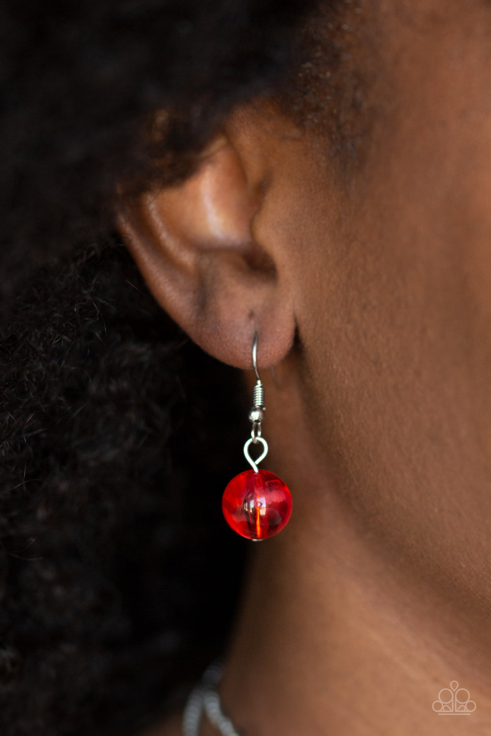 Beach Glam - Red Glassy & Iridescent Bead Layered Necklace & matching earrings