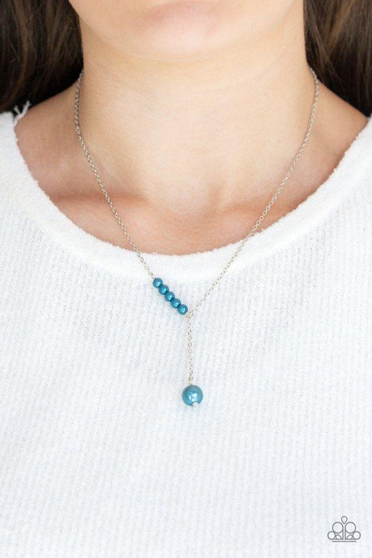 Timeless Taste - Blue Pearls/Dainty Silver Chain Paparazzi Necklace & matching earrings