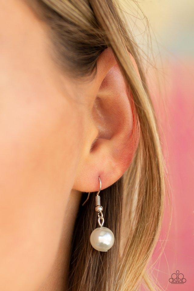 Fine Florals - White Pearl Paparazzi Pendant Necklace & matching earrings