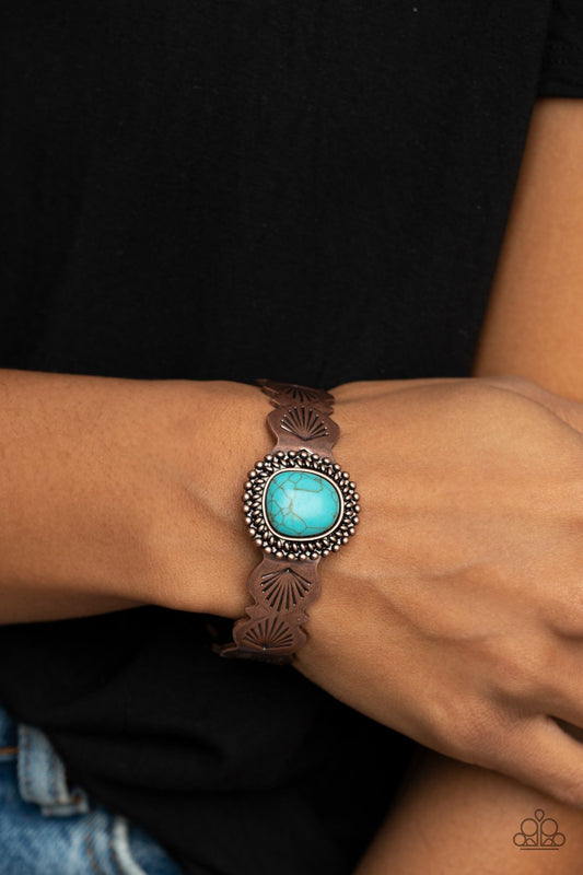 Oceanic Oracle - Copper & Turquoise Stone Paparazzi Cuff Bracelet