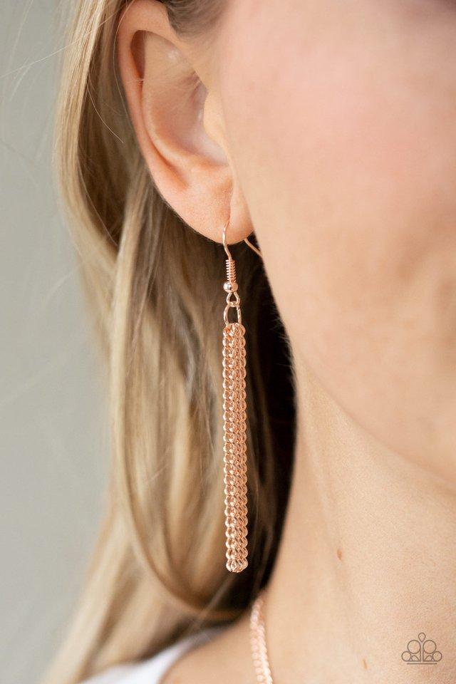 As MOON As I Can - Rose Gold/Peach Bead Paparazzi Necklace & matching earrings
