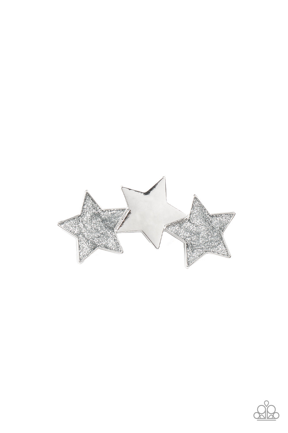 Dont Get Me STAR-ted!- Silver Glittery Stars/Shiny Silver Star Hair Clip