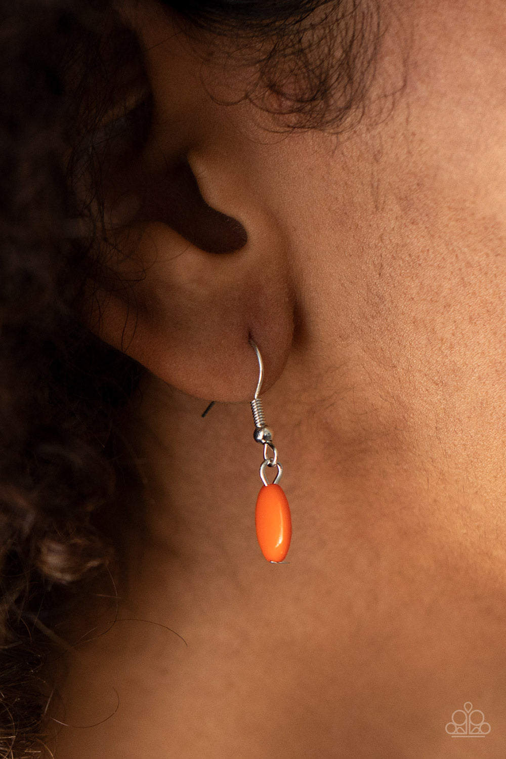 Law of the Jungle - Orange Bead/Silver Fittings Layered Necklace & matching earrings
