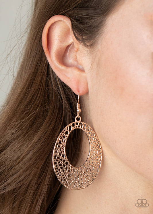 Serenely Shattered - Rose Gold "Shattered" Look Oval Earrings