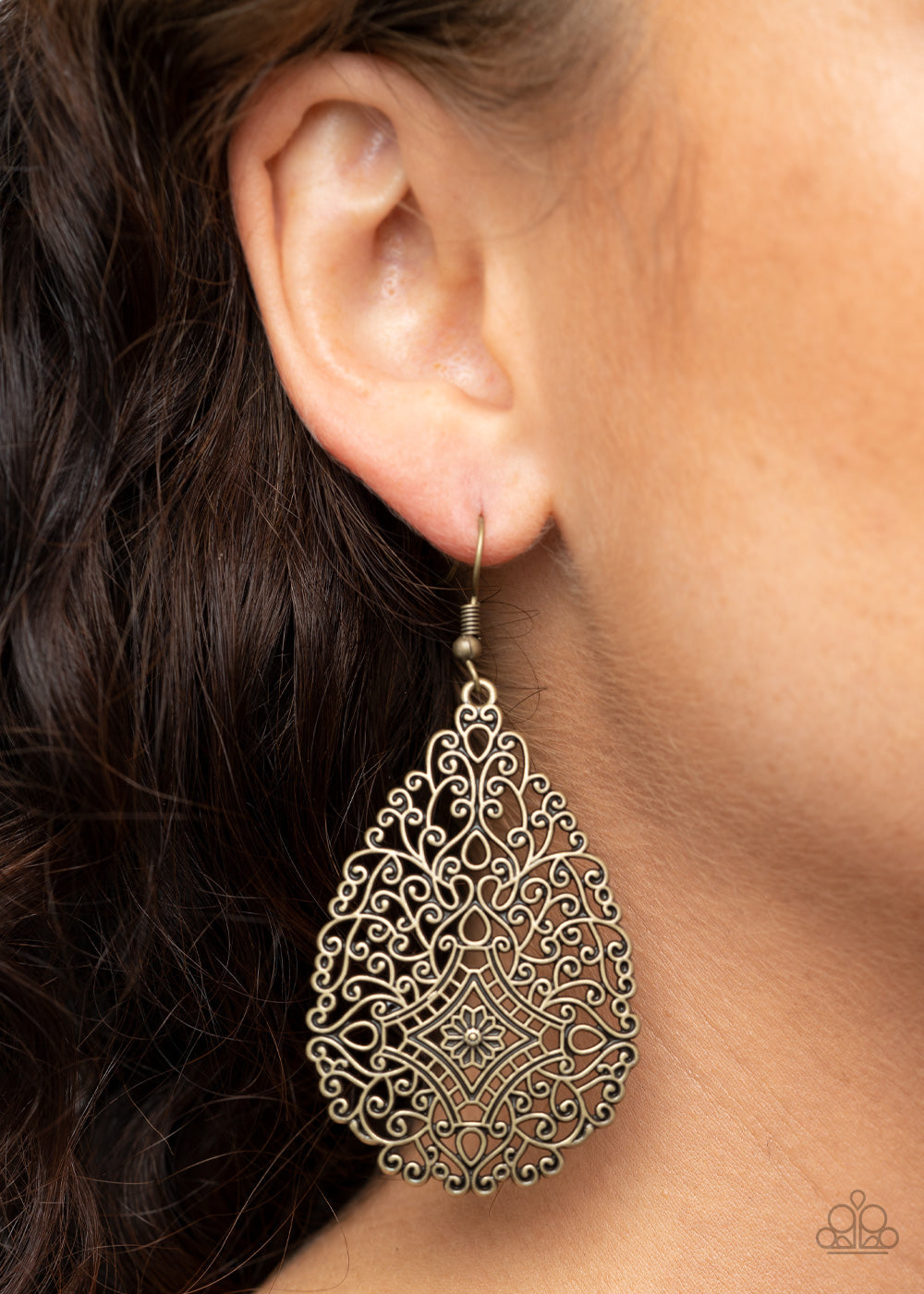 Napa Valley Vintage - Brass Antiqued Finish Burnished Filigree Earrings