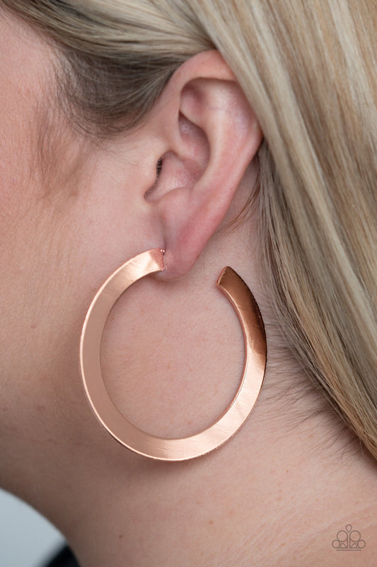 The Inside Track - Copper Shimmery Flattened Bar Hoop Earrings