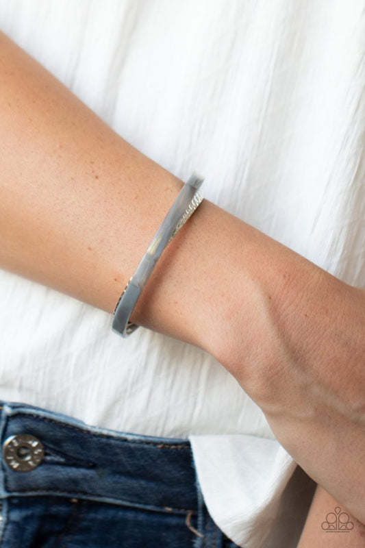 HAUTE On The Trail - Silver Dainty Cuff/Marble-Like Finish Overlay Paparazzi Bracelet