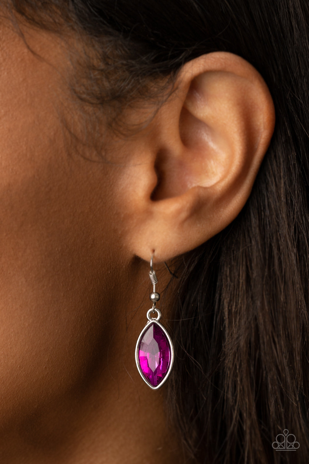 Unlimited Sparkle - Pink Oversized Marquise-Style Rhinestone Pendant Toggle Necklace & matching earrings