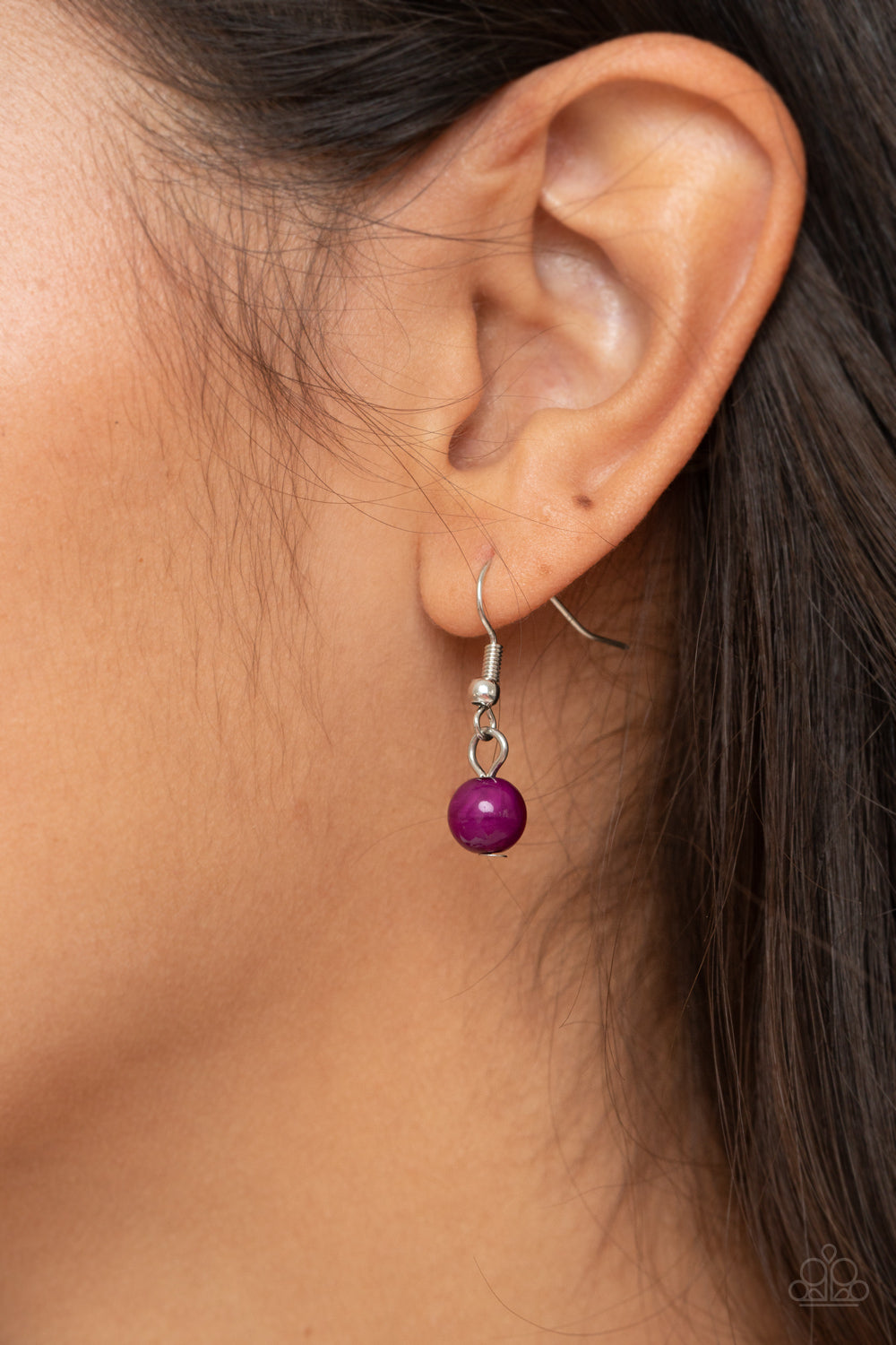 Seaside Solstice - Purple, Sleet, Silver, & Iridescent Beaded Fringe Necklace & matching earrings