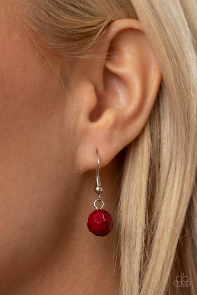 Lady of the POWERHOUSE - Red Oval Beaded Frames Vintage Inspired Paparazzi Necklace & matching earrings
