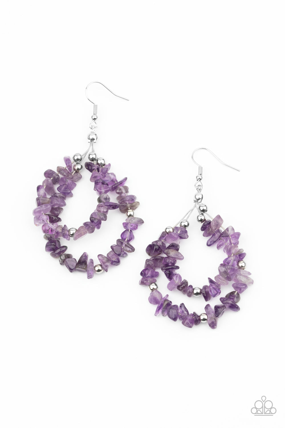 Canyon Rock Art - Purple Raw Stone Double Layer Paparazzi Earrings