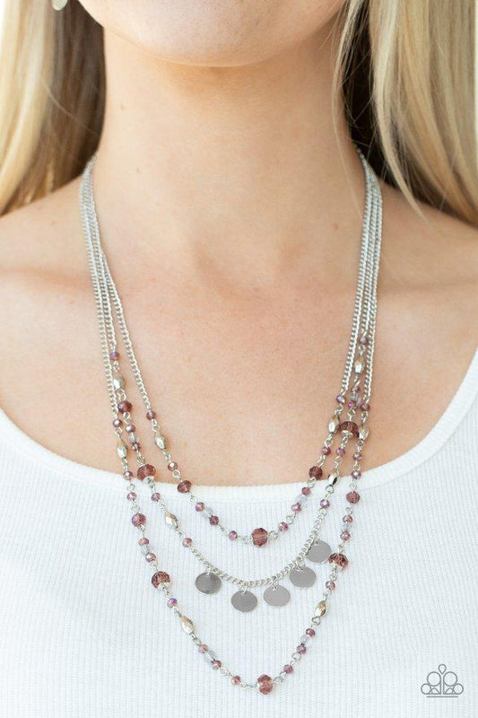 Step Out of My Aura - Purple Beaded Triple Layer Paparazzi Necklace & matching earrings