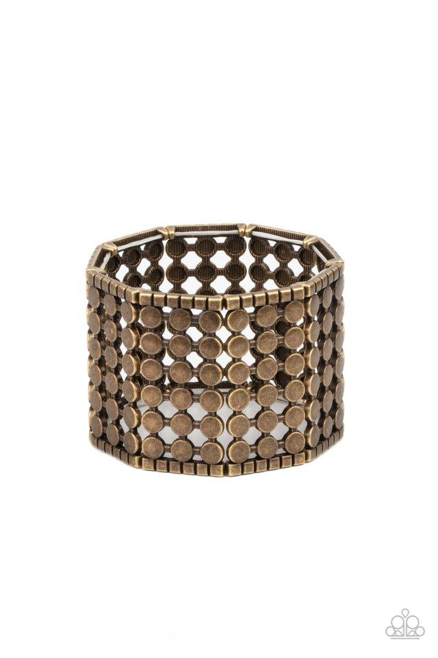 Cool and CONNECTED - Brass Stacked Cube Paparazzi Stretch Bracelet