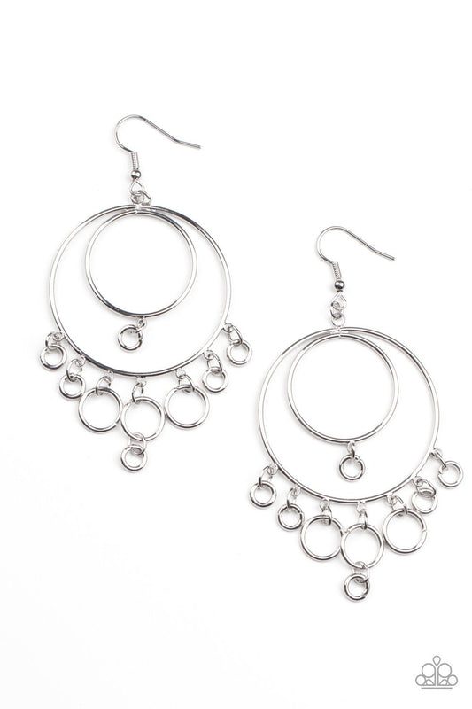 Roundabout Radiance - Silver Ring Fringe Paparazzi Earrings