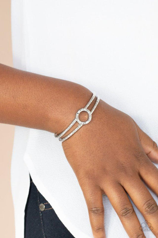 Historical Heirloom - Silver Hammered Paparazzi Rustic Cuff Bracelet