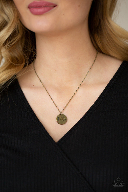 Choose Faith - Brass Stamped "Faith" Disc Pendant Paparazzi Necklace & matching earrings