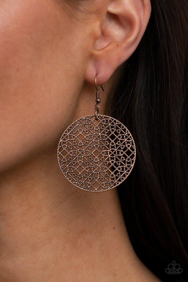 Metallic Mosaic - Copper Paparazzi Earrings
