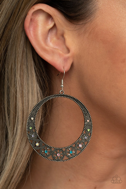 Bodaciously Blooming - Multi Rhinestone Paparazzi Earrings