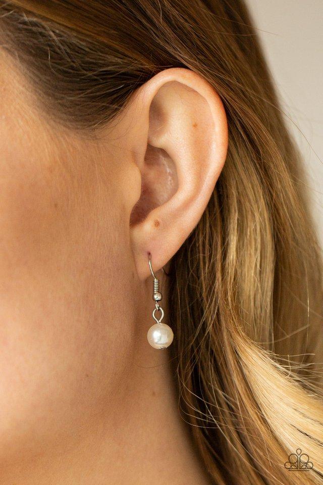 Pardon My FRINGE - White Pearls & Beaded Paparazzi Necklace & matching earrings