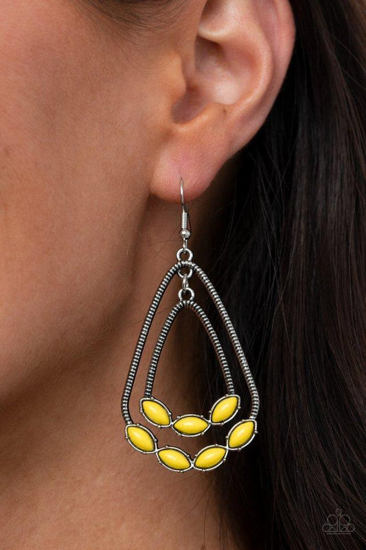 Summer Staycation - Yellow Beaded Paparazzi Earrings