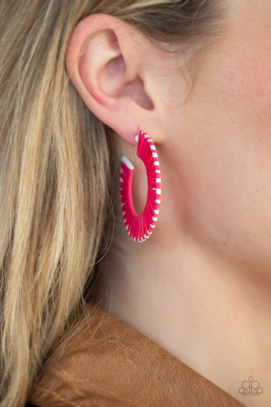 Everybody Conga! - Pink Wicker-Like Cording Paparazzi Earrings