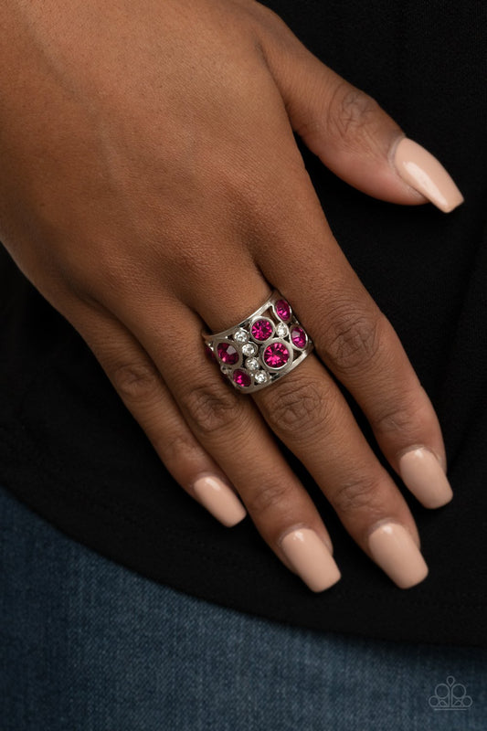 High Roller Royale - Pink Oversized Rhinestone Paparazzi Ring