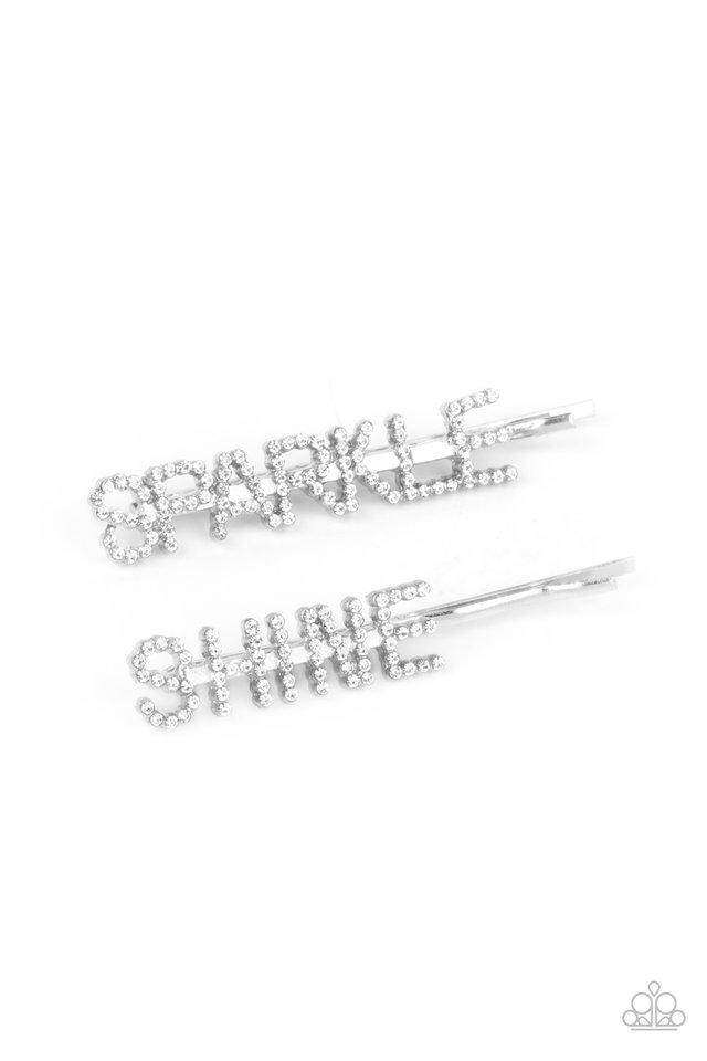 Center of the SPARKLE-verse - White Rhinestone "Sparkle" & "Shine" Paparazzi Hair Clips