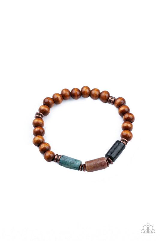 ZEN Most Wanted - Copper Accents, Stone Beads, & Wooden Beaded Paparazzi Stretch Bracelet