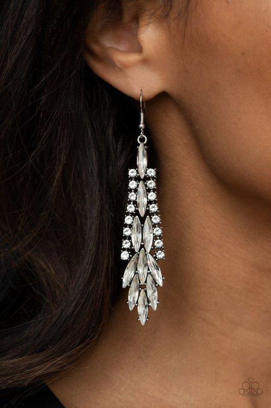 Crown Heiress - White Rhinestone Paparazzi Earrings