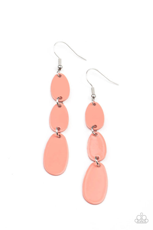 Rainbow Drops - Orange/Burnt Coral Linked Oval Paparazzi Earrings