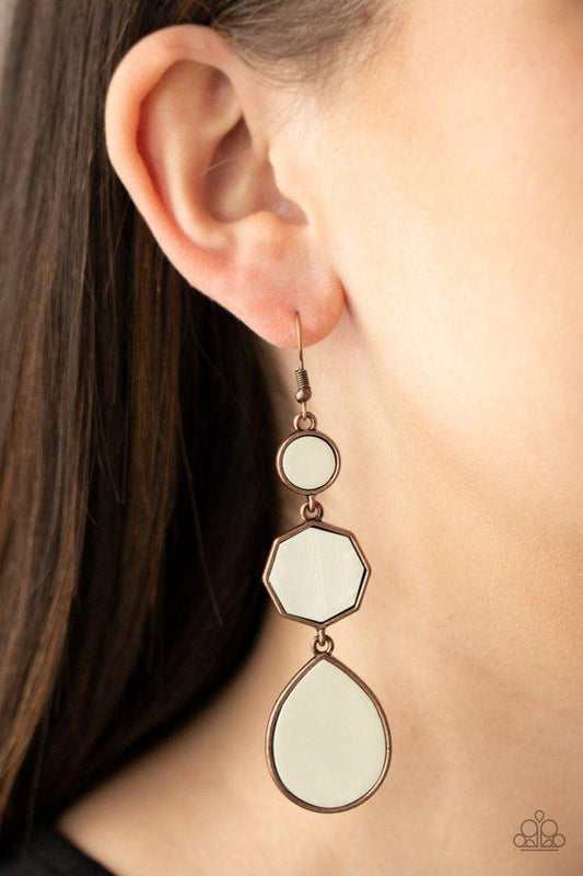 Progressively Posh - Copper/Shell-Like Beaded Paparazzi Earrings