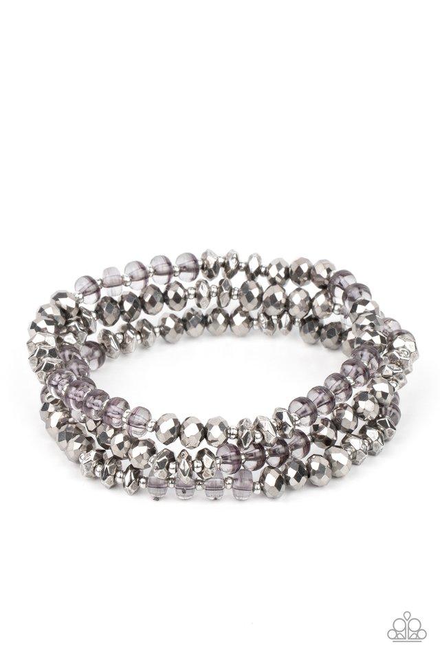 Stellar Strut - Silver Beaded Set of 3 Paparazzi Stretch Bracelets