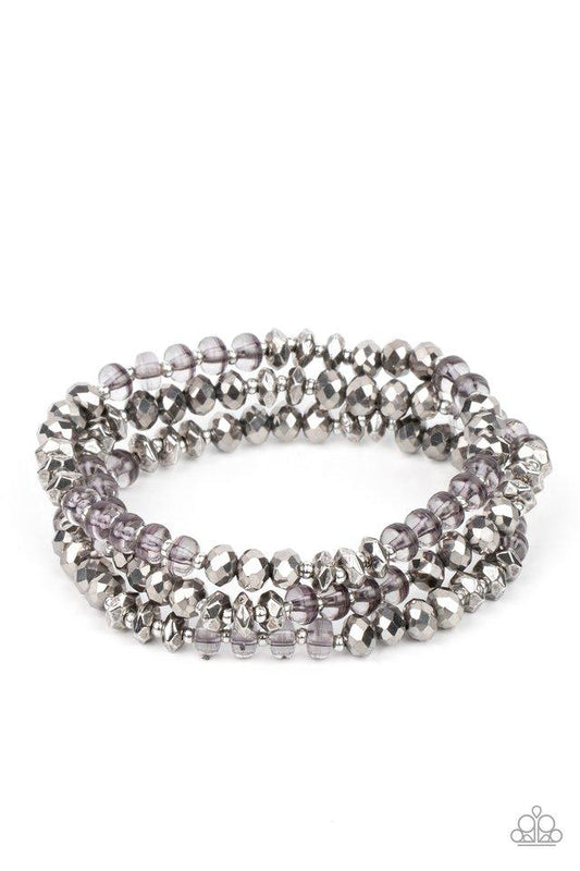 Stellar Strut - Silver Beaded Set of 3 Paparazzi Stretch Bracelets