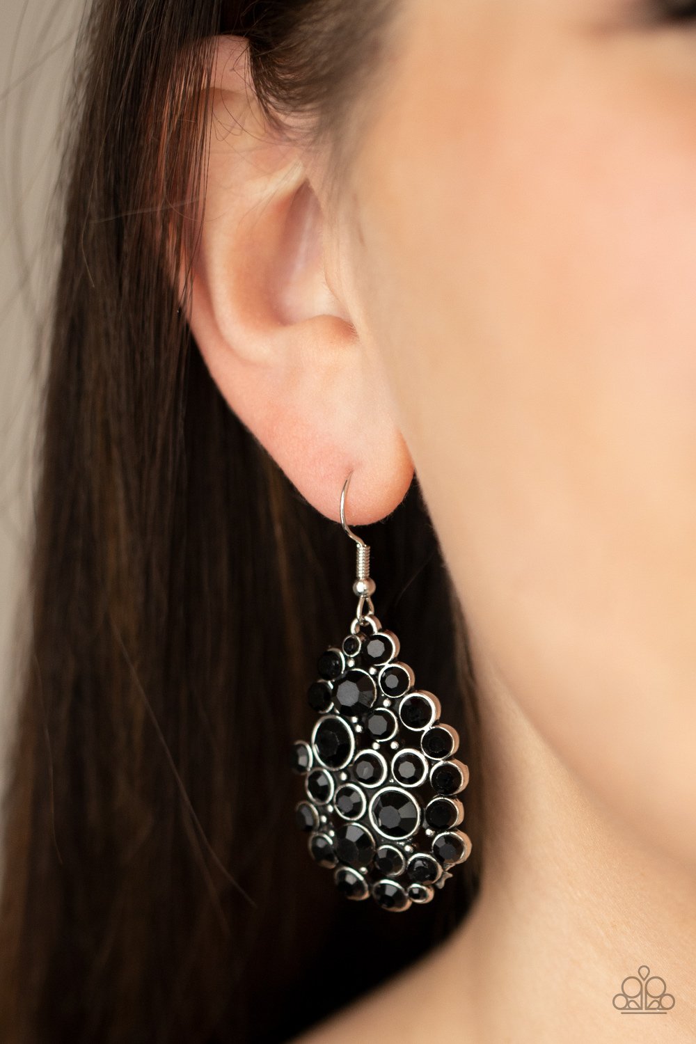 Smolder Effect - Black Rhinestone Paparazzi Earrings
