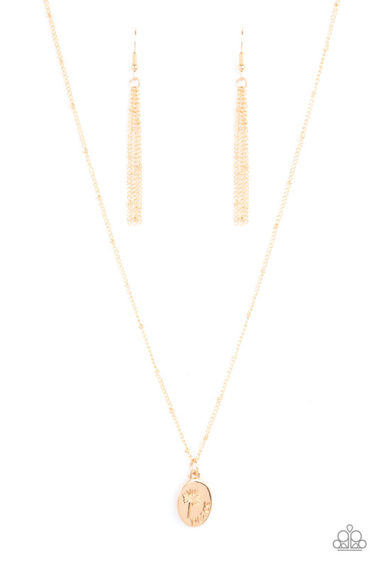 Be The Peace You Seek - Gold "Peace" Stamped Pendant Paparazzi Necklace & matching earrings
