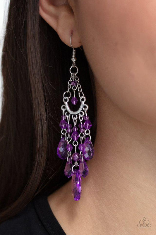 Paid Vacation - Purple Beaded Paparazzi Earrings