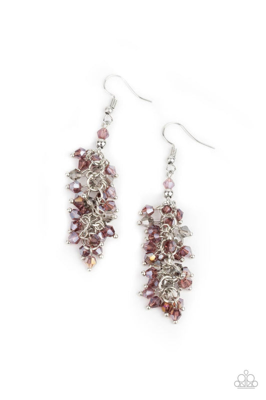 Celestial Chandeliers - Purple Iridescent Beaded Paparazzi Earrings
