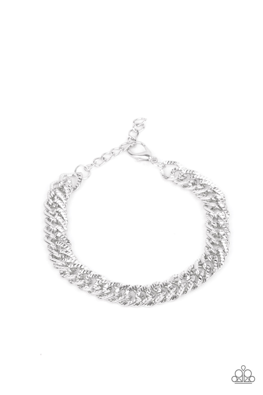 On The Up and UPPERCUT - Silver Oversized Chain Paparazzi Men's Adjustable Bracelet