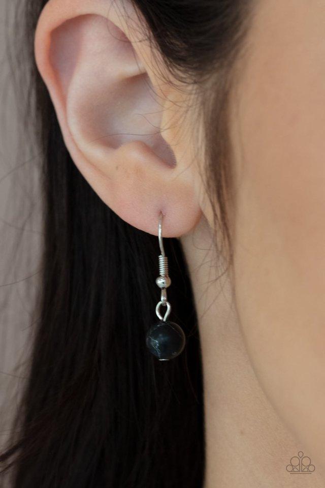 Canyon Cottage - Black Swirly Pattern Stone Frame Paparazzi Necklace & matching earrings