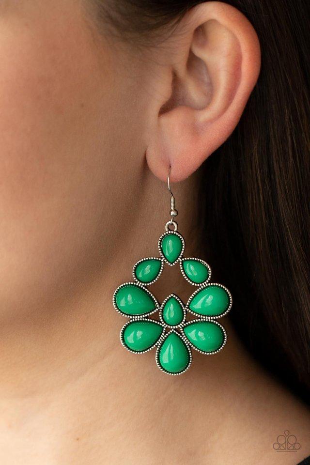 In Crowd Couture - Green Bead Paparazzi Earrings