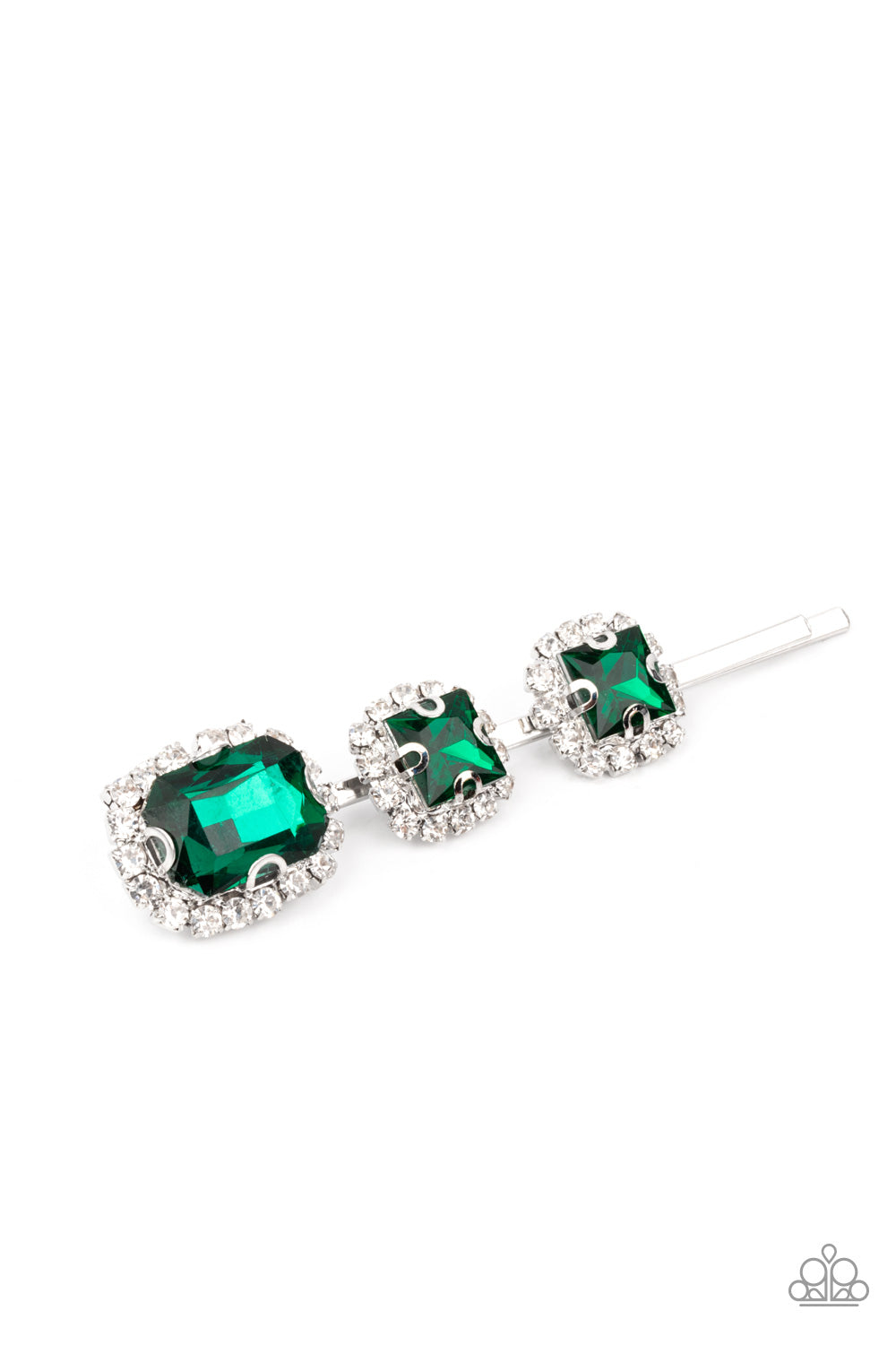 Teasable Twinkle - Green & White Rhinestone Paparazzi Hair Clip