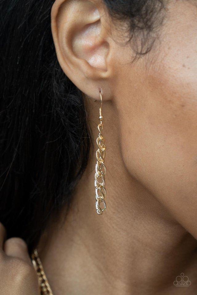 Chain of Champions - Gold Bold Chain Paparazzi Necklace & matching earrings