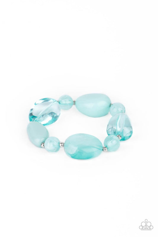I Need a STAYCATION - Blue Faux Stone Beaded Paparazzi Stretch Bracelet
