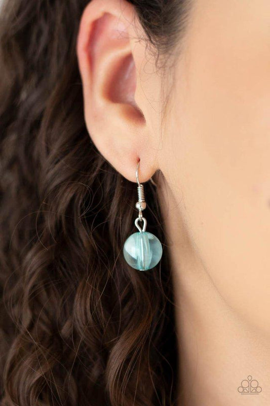 Staycation Stunner - Blue Faux Stone Beaded Paparazzi Necklace & matching earrings