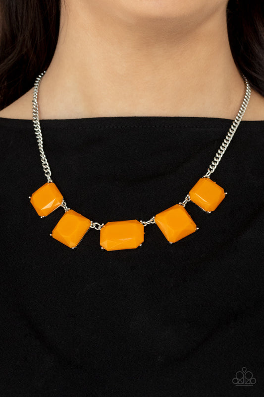 Instant Mood Booster - Orange Marigold Faceted Beaded Paparazzi Necklace & matching earrings