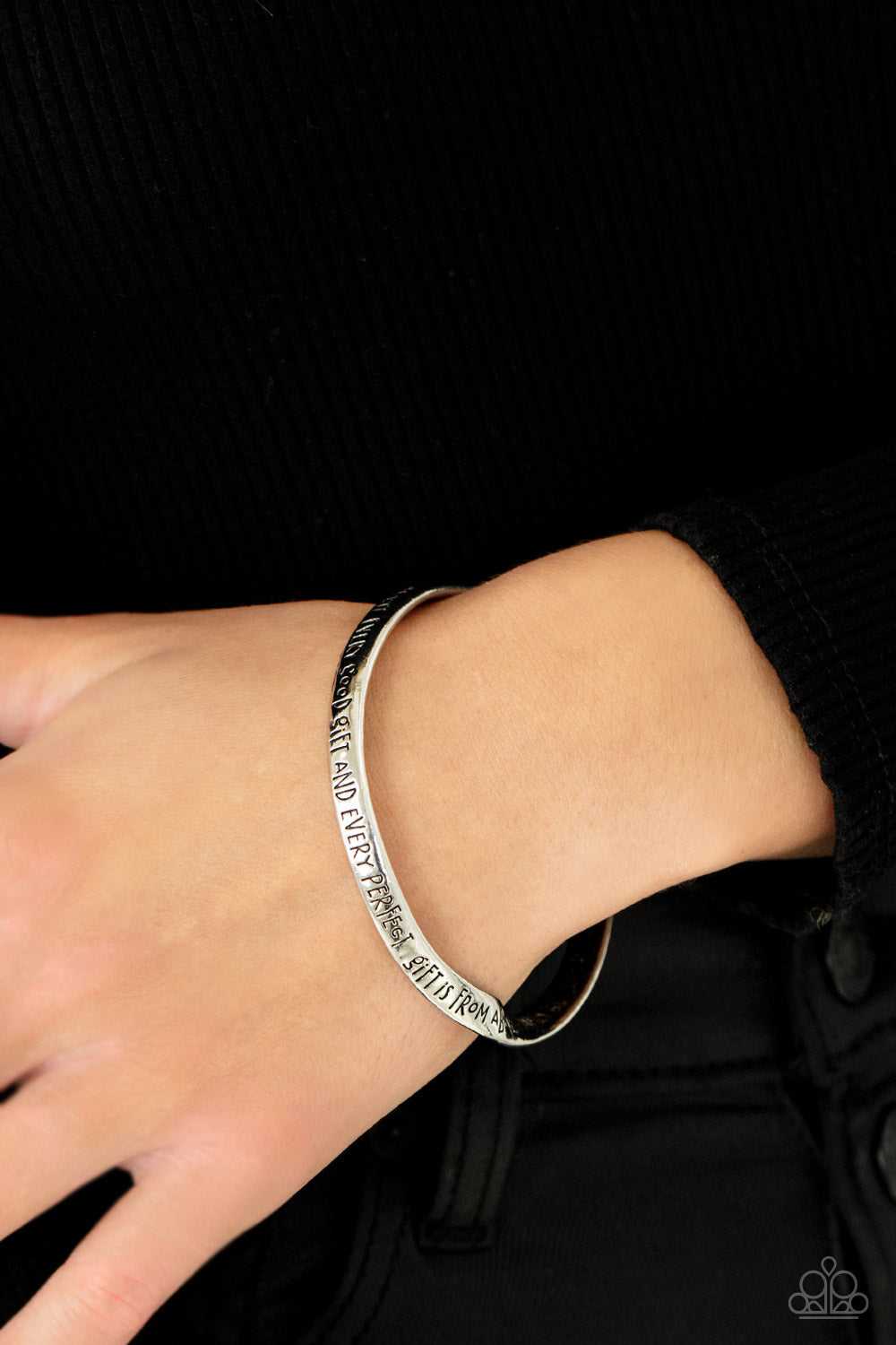 Perfect Present - Silver "James 1:17" Paparazzi Bangle Bracelet