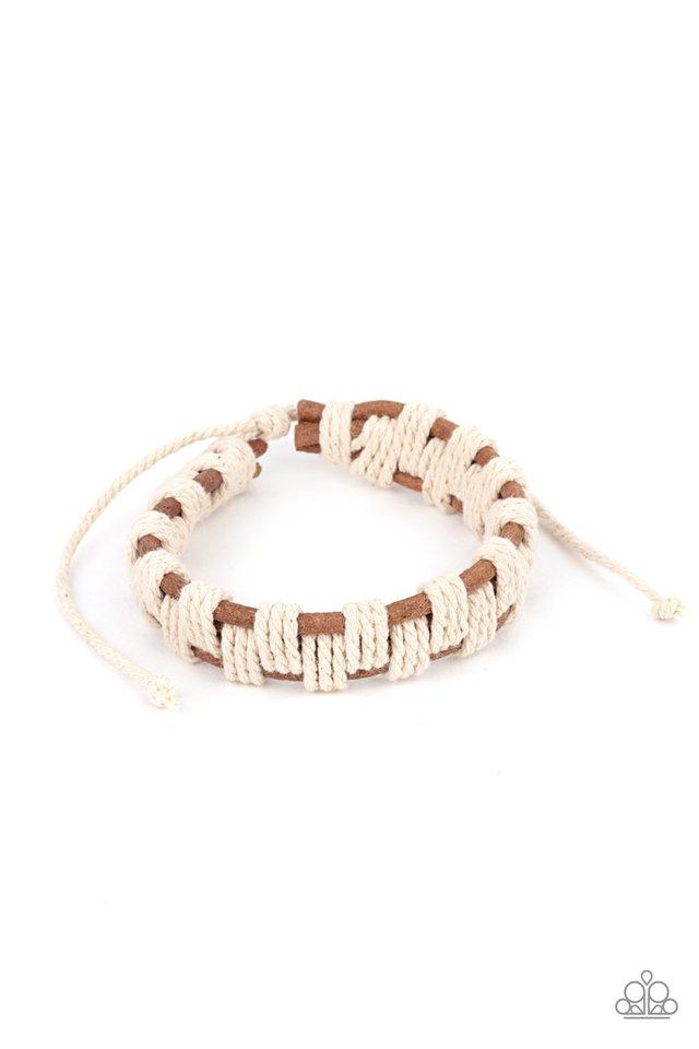 Rustic Terrain - Brown & White Cording Paparazzi Urban Bracelet